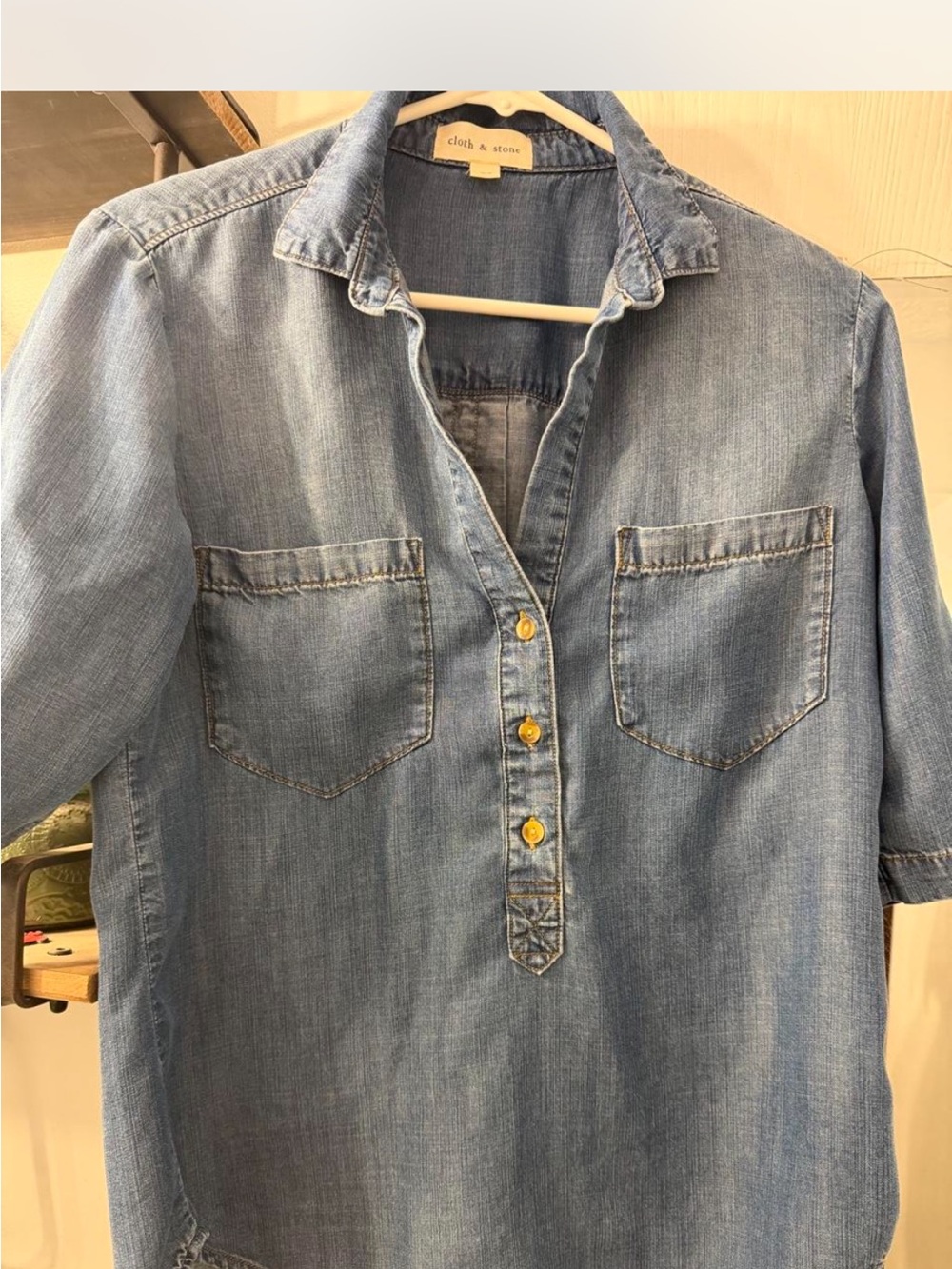 cloth & stone Light Blue Denim Tunic Shirt